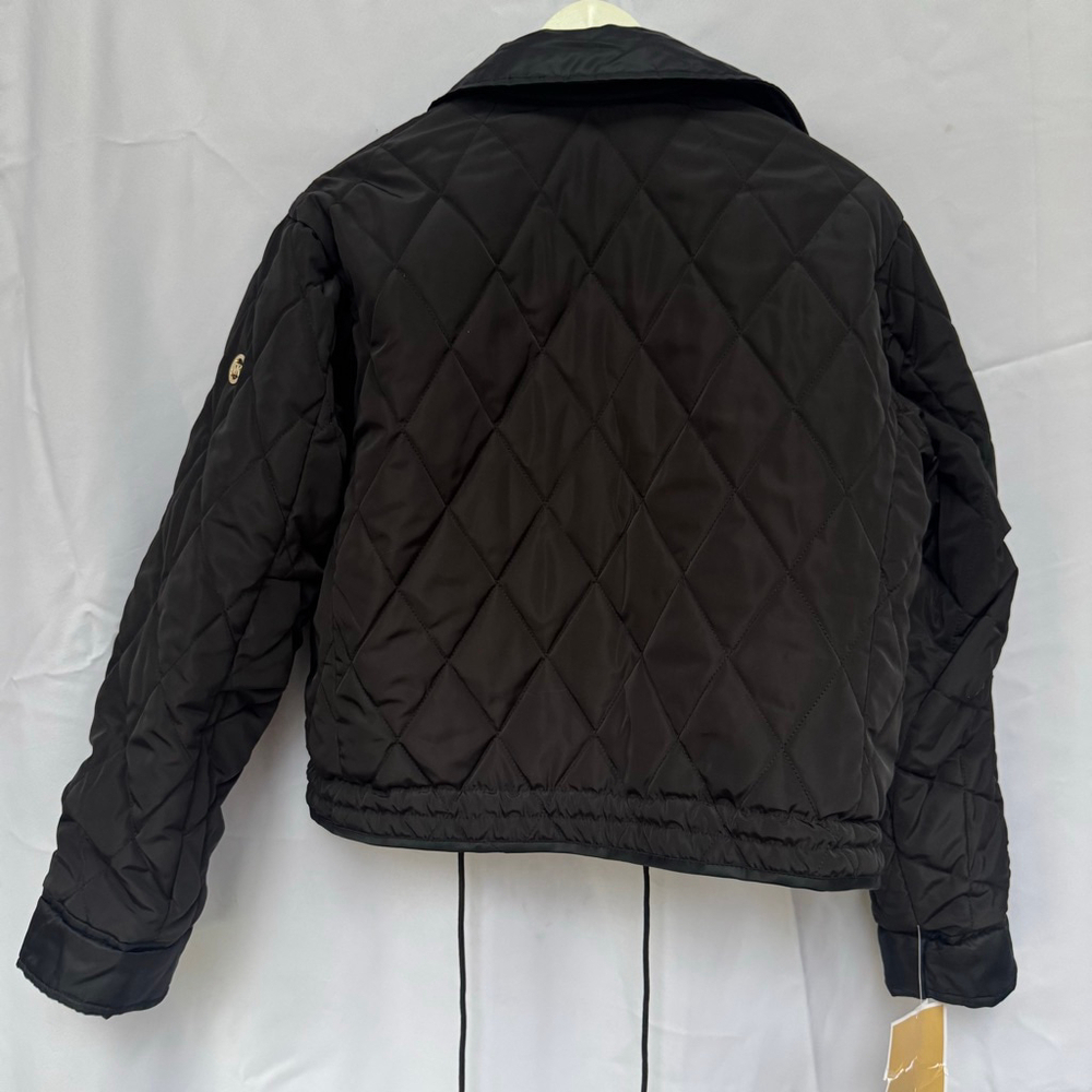 NWT MICHAEL KORS Women’s Reversible Bomber Jacket Black Small Quilted Zip Front - Picture 8 of 13